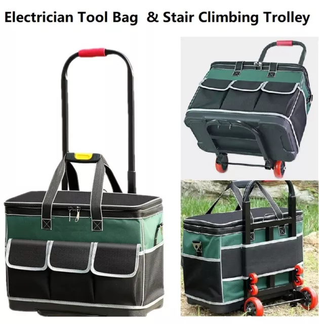 Heavy Duty Rolling Electrician Tool Bag & Stair Climbing Tool Trolley 15-23''