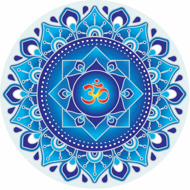 Blue Om Mandala Sunseal Window Sticker Decal Stained Glass Car Bumper Door Art