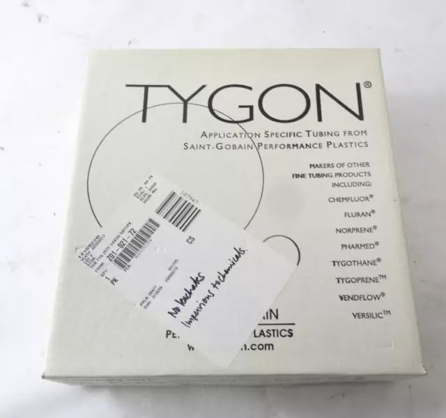 Tygon AED00017 Laboratory Tubing ID 1/4" OD 3/8" Wall 1/16" 50' Length