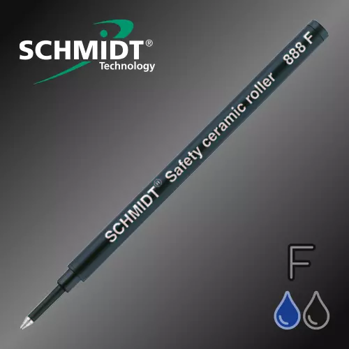 4 x SCHMIDT® 888F Fine Black Blue Rollerball Euro Pen Refills AU Stock