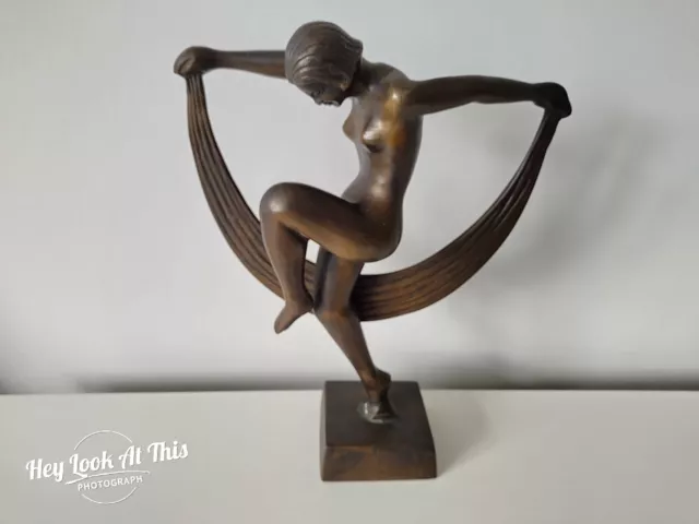 Art Deco Reproduction  Bronze Finish Nude Lady Figurine