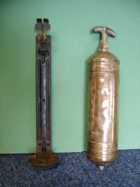 Pyrene Brass Fire Extinguisher  60's with Wall Mount Classic Vintage Car Rat Rod