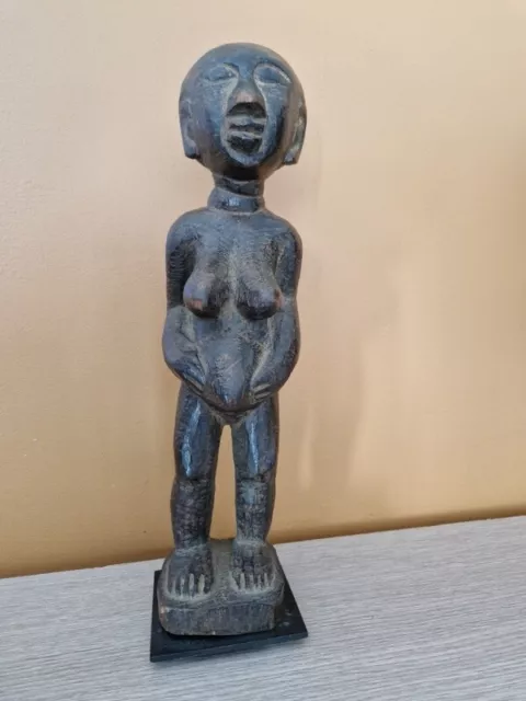 Rare sculpture Abron statuette Cote d'Ivoire en bois art africain statue femme