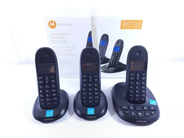 Motorola DECT 6.0 Cordless Phone with Answering Machine - c1013LX - 3 Handsets