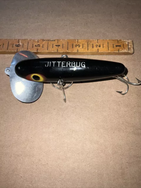 Vintage Jitter Bug Fishing Lure Black ￼4 1/2 Inches.