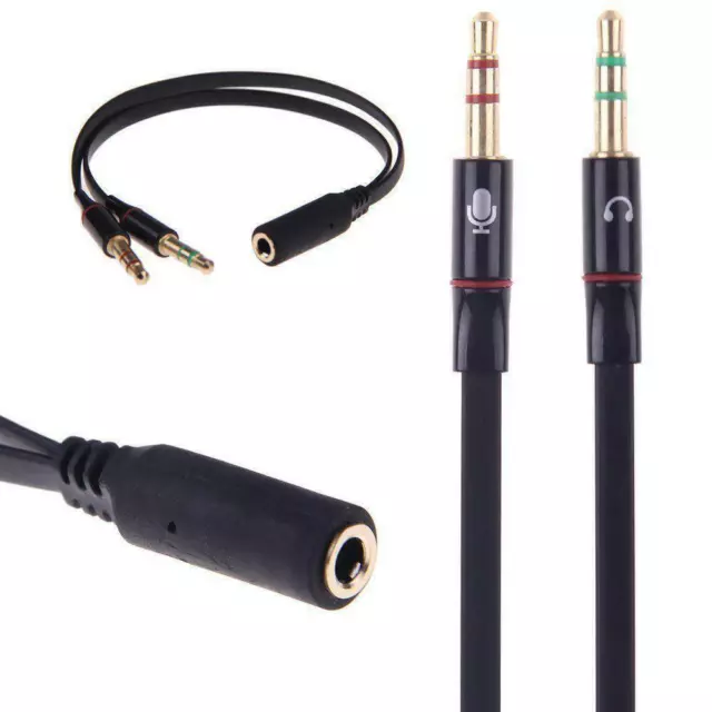 3.5mm Stereo Audio Male To 2 Female Headphone Mic Y --new Cable Splitter B4P5