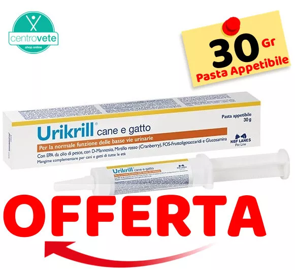 Nbf  URIKRILL Pasta 30 Gr per CANI e GATTI → Benessere Vie Urinarie e Cistiti