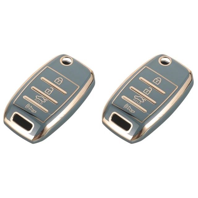 2 Pack Étui À Clés Sac Coque 4 Boutons Protecteur De Clé Clé À Distance