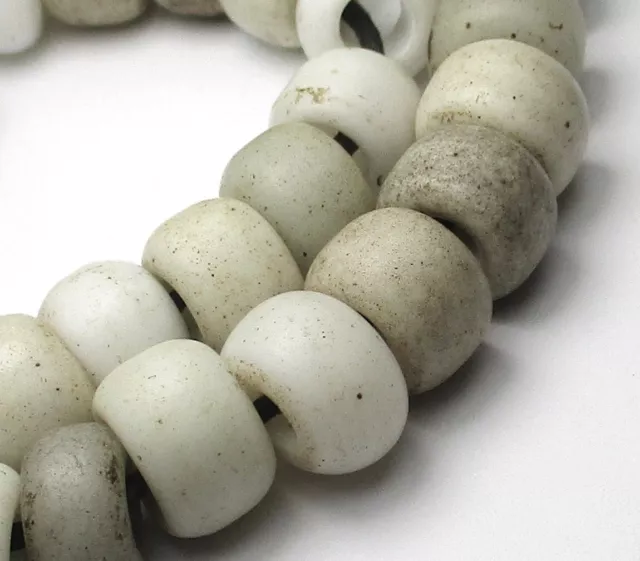 33 Rare Well Wornl Old White Padre/Crow African Trade Antique Beads