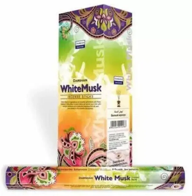 Darshan White Musk Incense Sticks Natural Agarbatti 120 Grams Box 6 Pack