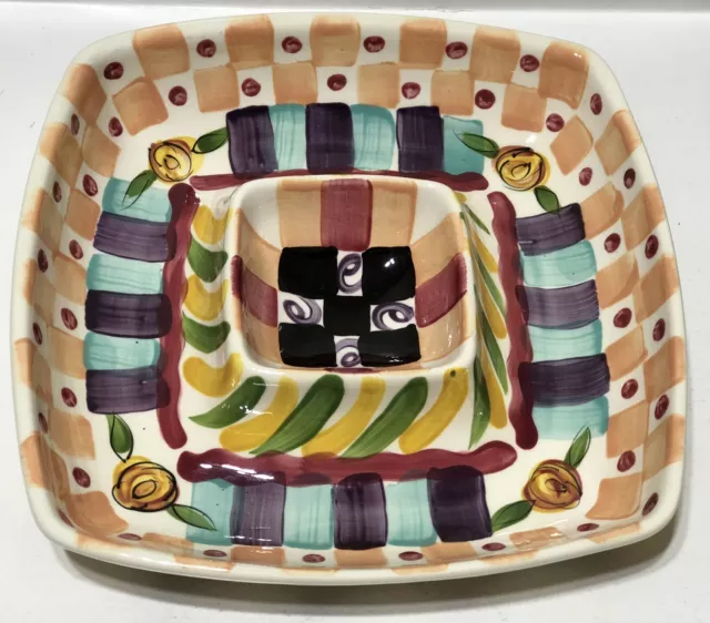 Vintage VICKI CARROLL Chip and Dip Bowl - Mississippi Southern Pottery