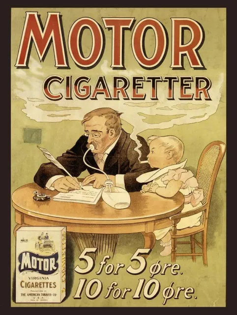 (12) Motor Cigaretter Baby Smoking Cigarettes 16" Heavy Duty Usa Metal Adv Sign