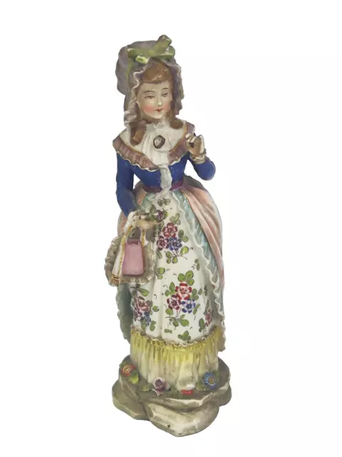 Figura Di Giovinetta In Porcellana Capodimonte Statuina Italy Epoca Xix Secolo