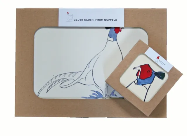 Placemats Coasters Tablemats Melamine Pheasant Set of 4 Rectangle Gift Box