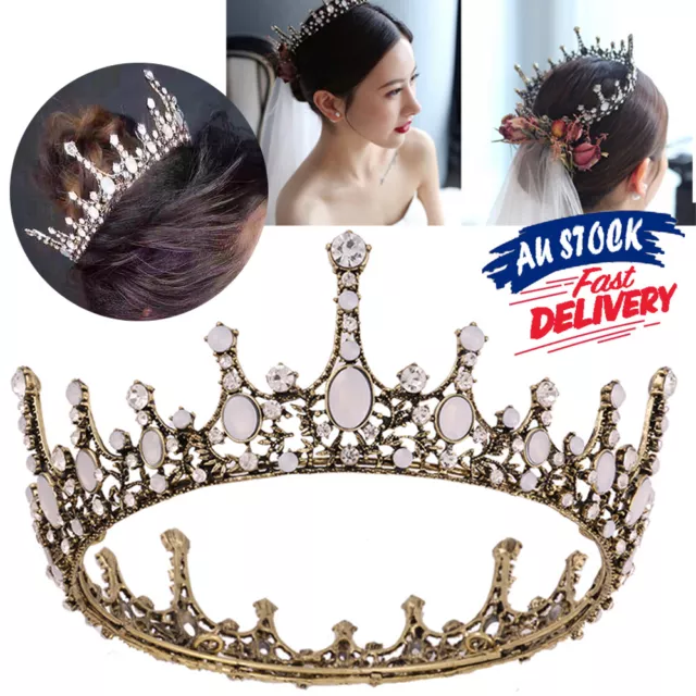 Queen Tiara Retro Crystal Princes Crown Headband Wedding Bridal Hair Accessories