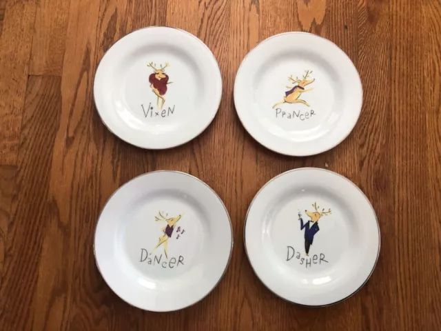 Pottery Barn Desert ￼Mini Plate Christmas Silver Trim Reindeer