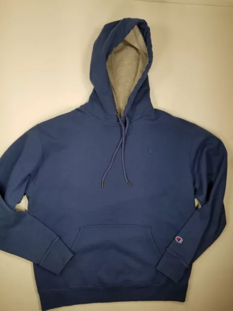 Champion Sz L Hooded Sweater Hoodie Long Sleeve Pullover  Blue/Gray Mens