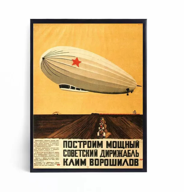 Airship Poster Propaganda Political Soviet USSR - Print Picture A3 Framed