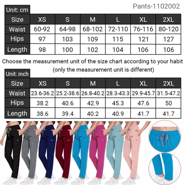 Unisex Stretch Scrub Pants Wide Elastic Waist W/Drawstring 8-Pocket Straight Leg 3