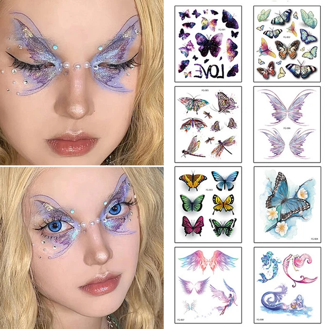 Fairy Butterfly Tattoo Sticker Waterproof Eyes Face Hand Body Art Fake Tattoos