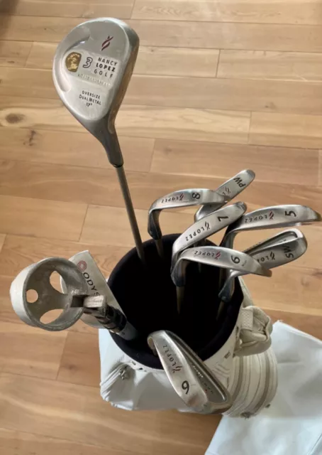 Golfbag weiß Damen/mit Trolley/Nancy-Lopez-Schläger/Odyssey-Putter