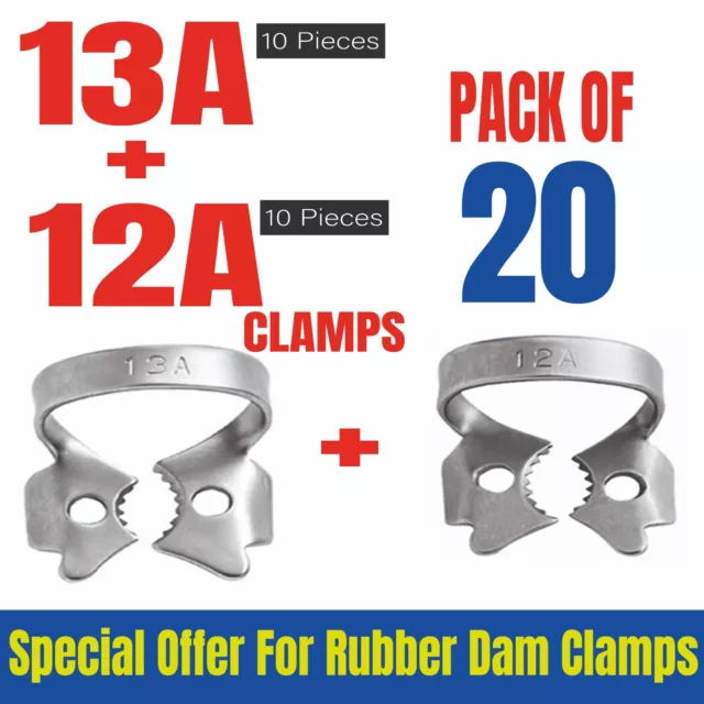 12A & 13A Endodontic Rubber Dam Clamps Dental Instruments lower Ivory Molars