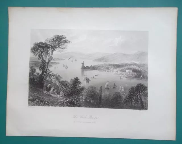 IRELAND Black Rock Castle on Cork RIver - 1841 BARTLETT Antique Print