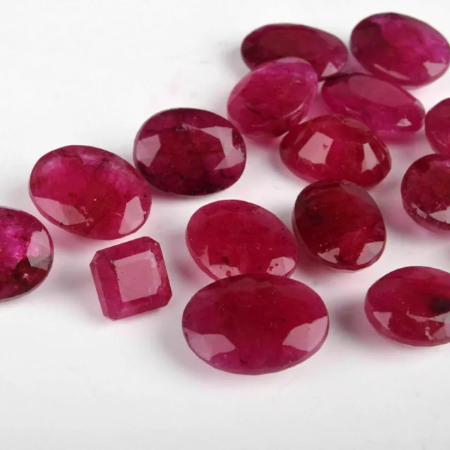 81 Ct./10 Pcs Natural Red Ruby Loose Gemstones Lot, Faceted Mix Cut Red Ruby