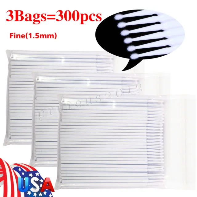 300pc Dental Micro Brush Disposable Materials Tooth Applicators Fine 1.5mm White