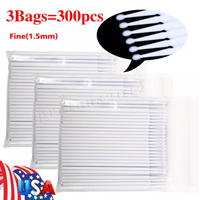 300pc Dental Micro Brush Disposable Materials Tooth Applicators Fine 1.5mm White