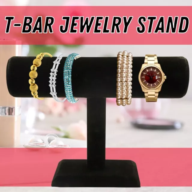Velvet T-Bar Display Stand Holder Organizer Bracelet Jewelry Watch Headband