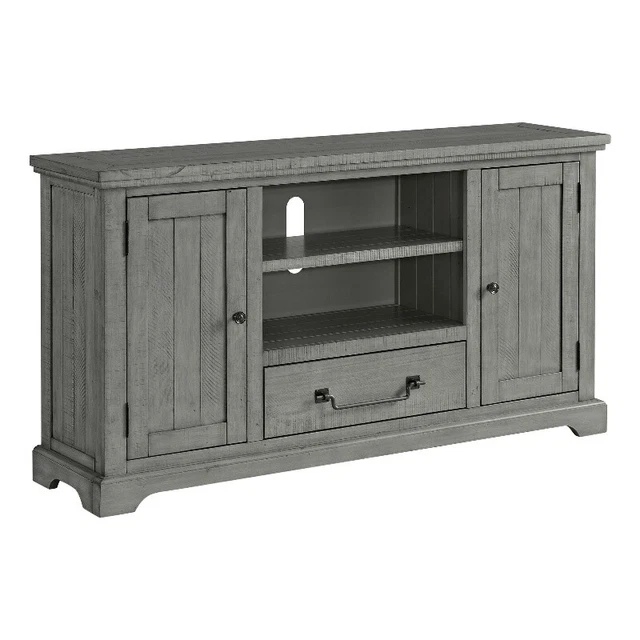 Beach House Solid Wood 65" Dove Gray 2 Door TV Stand