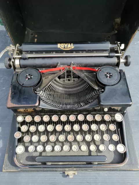 Machine à écrire mécanique Royal P88 vintage de 1930 ruban noir et rouge