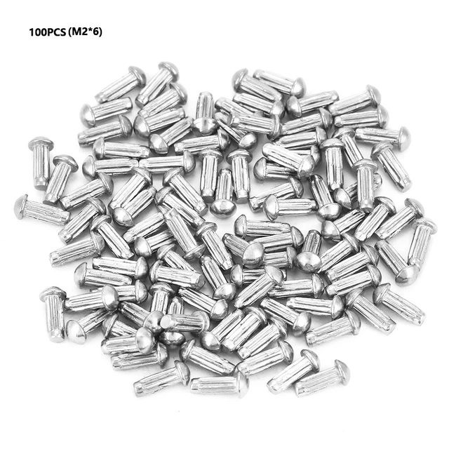 (4) Rivet 100pz M2 Acciaio Inox Testa Rotonda Gambo Allacciato Rivetti Solidi
