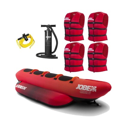 Jobe Jobe Chaser 2 Personnes Banane Fun-Tubes Rouge Avec Laisse 