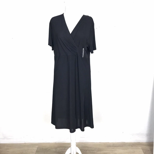 Abito cerimonia da donna svasato nero al ginocchio taglia 55 large nuovo estivo