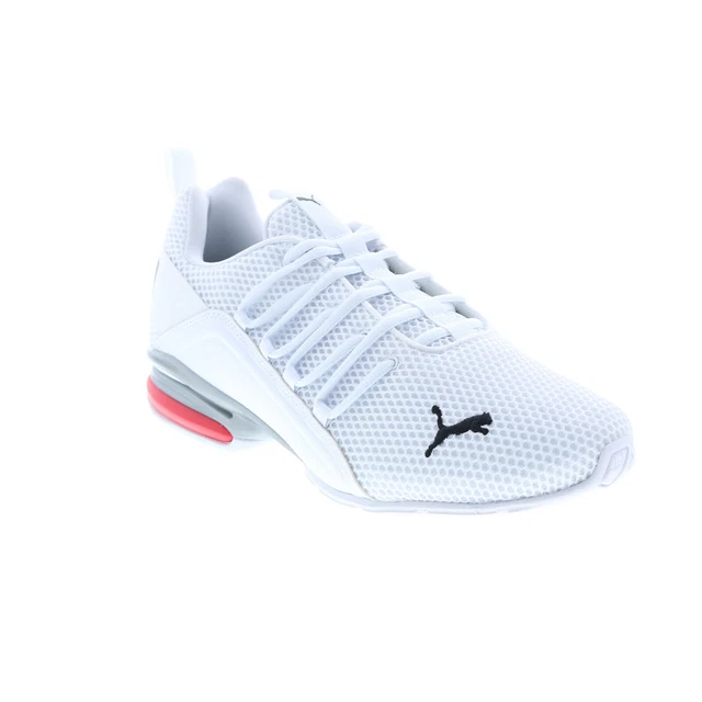 Puma Axelion LS 19438408 Mens White Mesh Lace Up Athletic Running Shoes