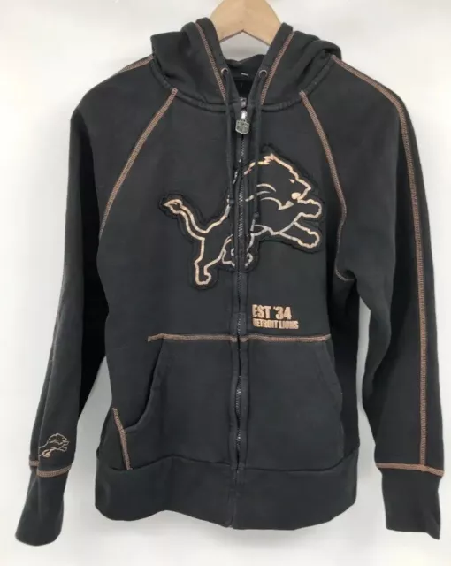 Mens Proline 2023 NFL Season Detroit Lions Black ZipUp Hoodie Jacket Size Med