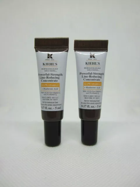 Lot (2) Kiehl's Powerful Strength Line Reducing Concentrate travel mini 0.17 oz.
