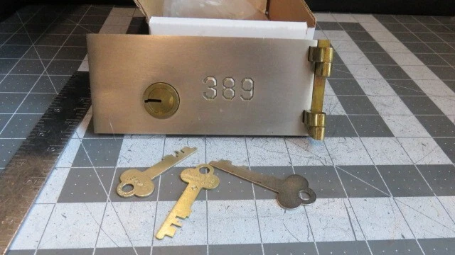 Antique L.L. Bates 1886 Safety Deposit Box Door, Hinges, 2 Op & 1 Guard Key #389