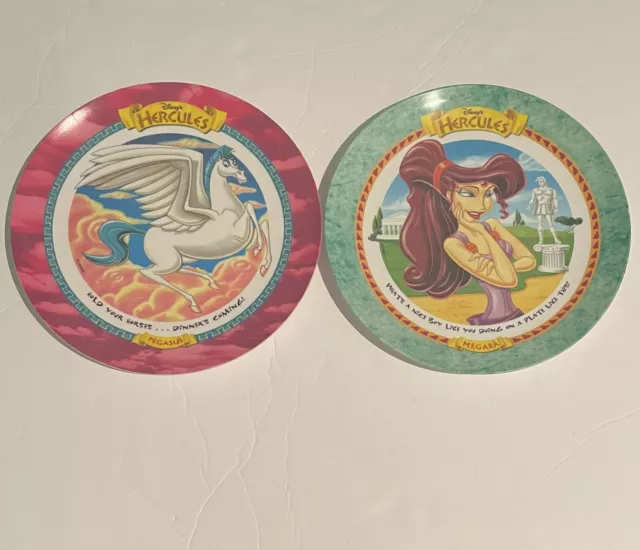 Disney Hercules Megara McDonalds Pegasus PMC Melamine 9.5” Plate 1997 LOT of 2