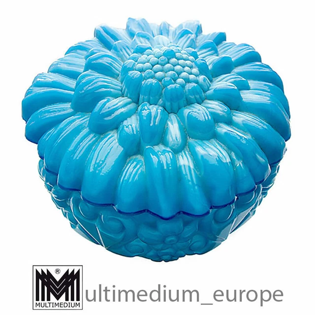 Schlevogt Glas Deckeldose Blau blue slevogt lidded glass vessel box