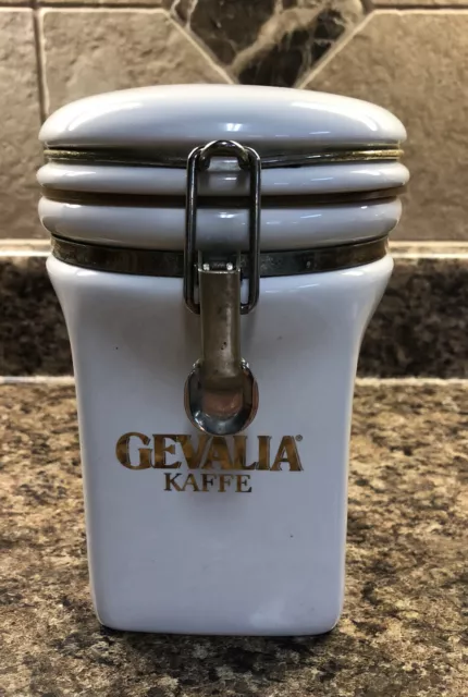 Gevalia Kaffe Coffee Canister White Ceramic Lidded Jar