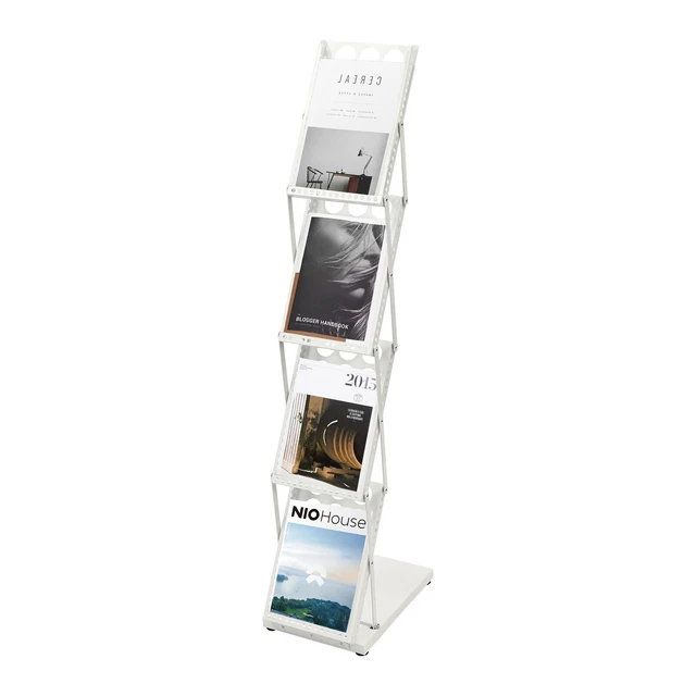 FOLDABLE MAGAZINE RACK Brochure Stand Literature Rack 4 Pockets for ...