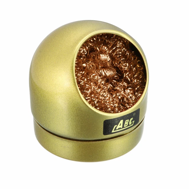 Soldering Tip Cleaner Brass Solder Cleaning Coiled Wire Holder 70x70x71mm Golden