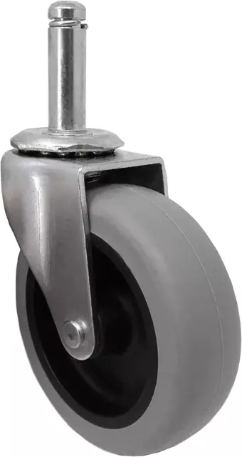 9807 3-Inch Swivel Stem Caster, Rubber Wheel, 7/16-Inch Stem Diameter, 3 Inch