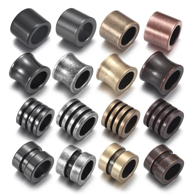 10pcs Stainless Steel 6.5mm Large Hole Spacer Hair beard Beads Paracord Knife La