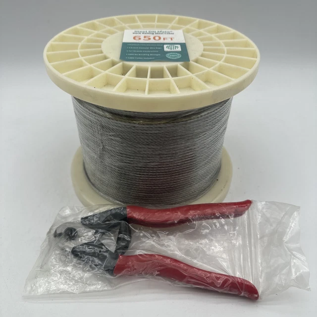 650FT 1/8” T316 Premium Stainless Steel Deck Stair Railing Cable Kit & Cutter