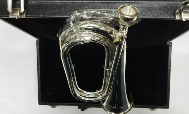 New Professional Army Bb Bugle Silver Plated Tune able/Military Bb Bugle Silver 