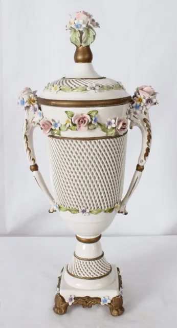 Vintage Capodimonte Urn / Vase With Lid
